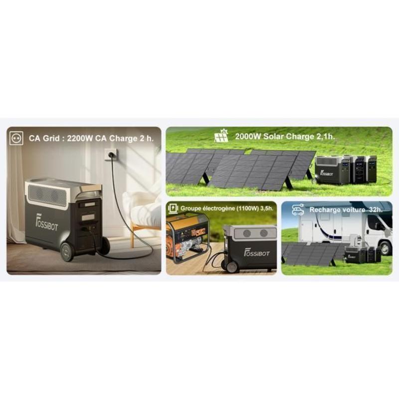 FOSSIBOT F3600PRO + FB3840 + 2 Paneles Solares 400W Generador Solar Portátil LiFePO4 7680Wh 7200W