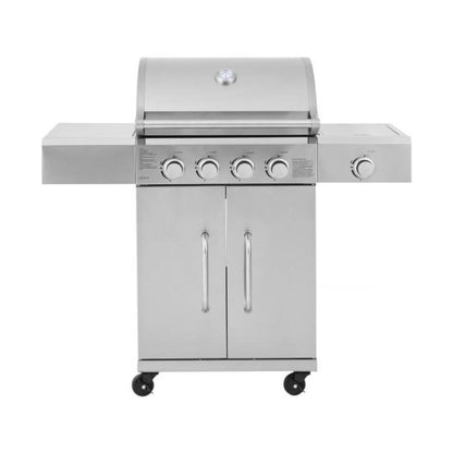Barbacoa de Gas BRAZZO 5 Quemadores con Plancha y Quemador Lateral 14,5 kW - Acero Inoxidable Gris