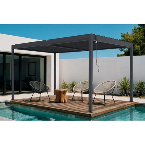 Pérgola Bioclimática Autoportante PIANA 4x3 m Aluminio Gris Antracita