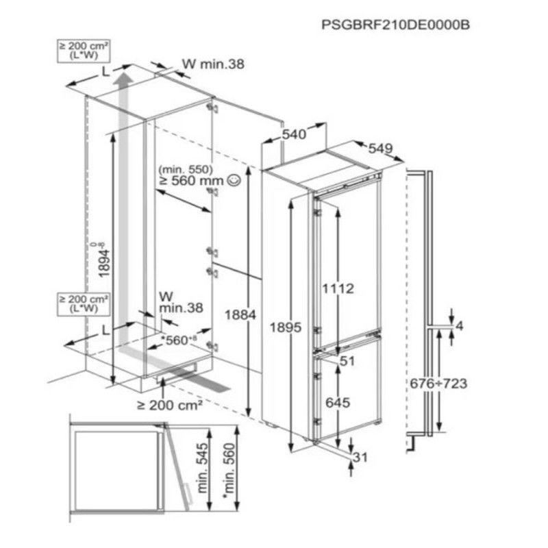 Frigorífico Combi Integrable AEG SCB819E8TS No Frost 366L TwinTech® 188 cm