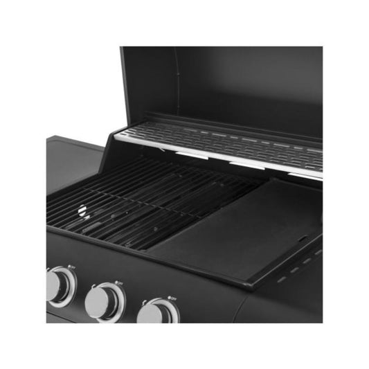Barbacoa de Gas Feria 5 Quemadores con Quemador Lateral 14,5 kW - Negro