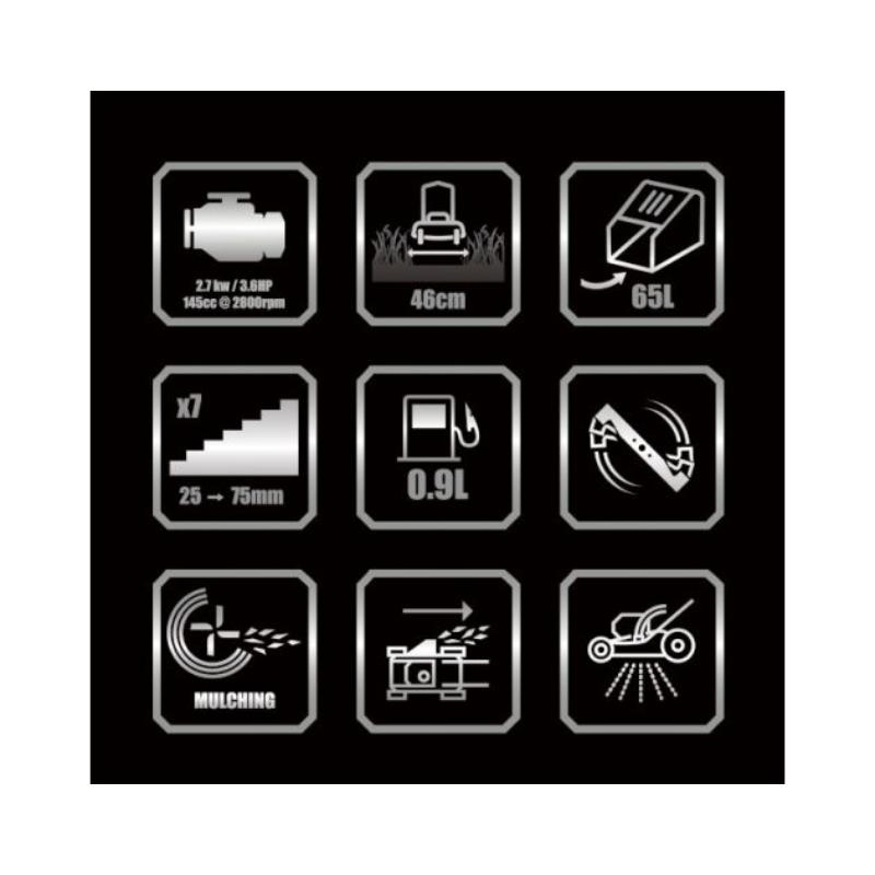Erbauer cortacésped de gasolina 2700 W motor potente 46 cm ancho de corte diseño ergonómico