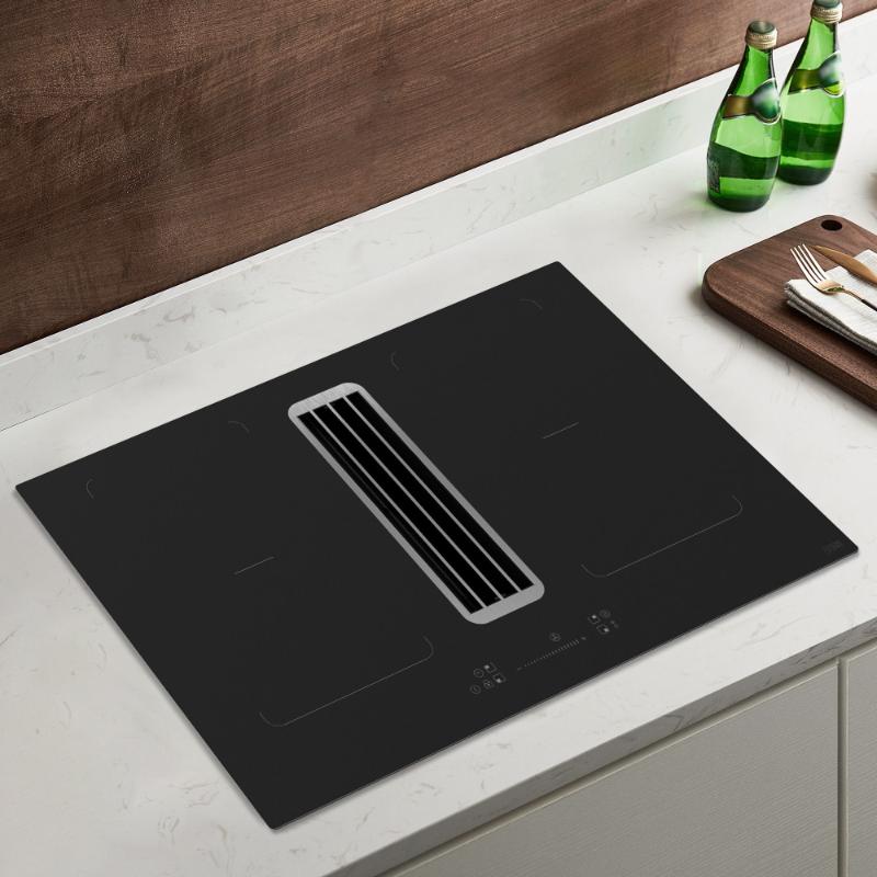Placa de Inducción con Extractor Integrado Cooke & Lewis Flexi Flow 77 cm Negra