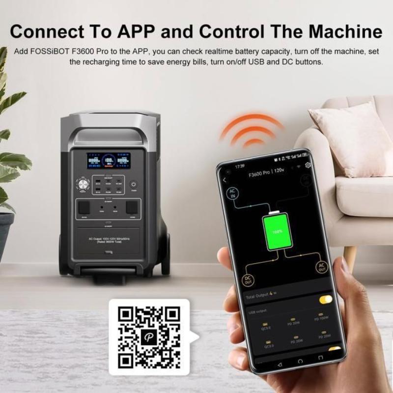 Estación de Energía Portátil FOSSiBOT F3600PRO 3840Wh 3600W LiFePO4 WiFi Bluetooth