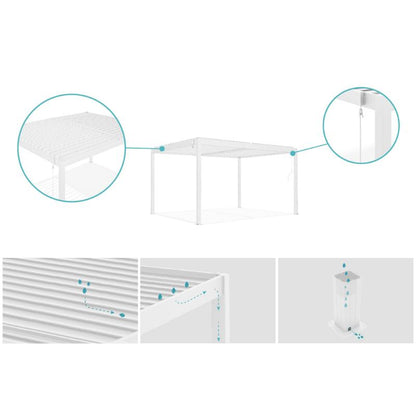 Pérgola Bioclimática Autoportante PIANA 4x3 m Aluminio Blanco con Lamas Orientables