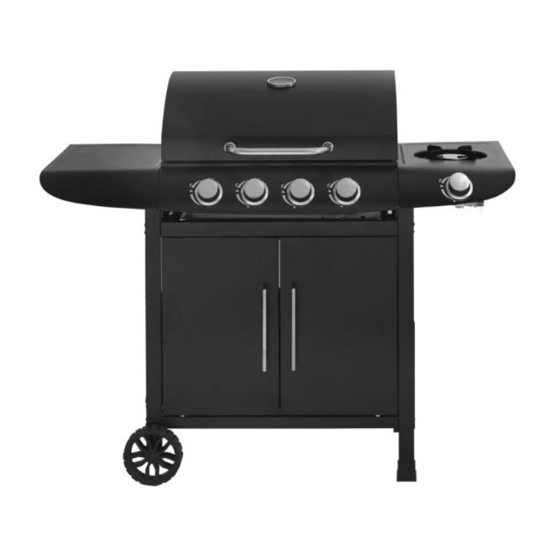 Barbacoa de Gas Feria 5 Quemadores con Quemador Lateral 14,5 kW - Negro