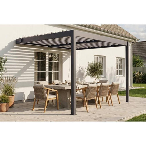 Pérgola Bioclimática Adosada PIANA 3x2,5 m Aluminio Gris Antracita