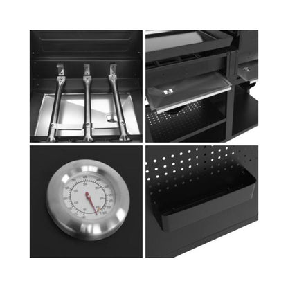 Barbacoa de Gas VESUVIO Duo 6 Quemadores con Plancha Integrada 18 kW - Negra