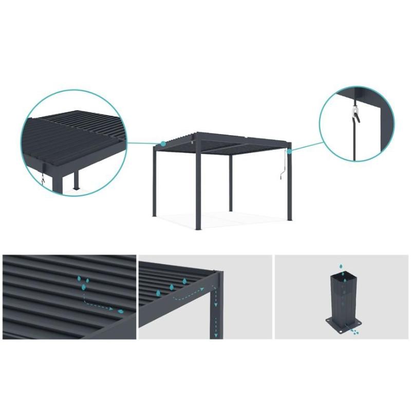 Pérgola Bioclimática Autoportante PIANA 3x2,5 m Aluminio Gris Antracita