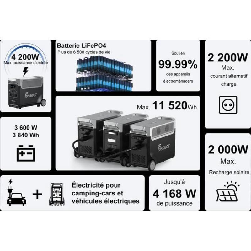 Generador Solar Portátil FOSSiBOT F3600 PRO 3840Wh 3600W + 2 Paneles Solares 420W