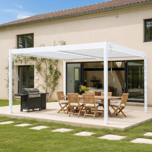 Pérgola Bioclimática Autoportante PIANA 4x3 m Aluminio Blanco con Lamas Orientables