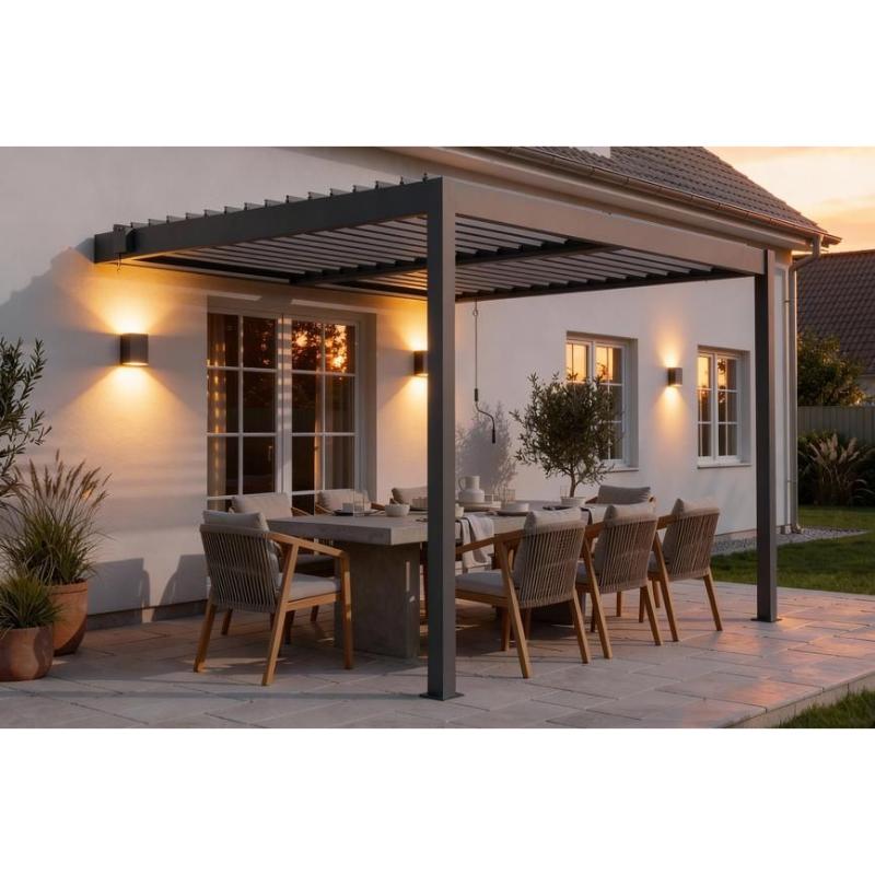 Pérgola Bioclimática Adosada PIANA 3x2,5 m Aluminio Gris Antracita