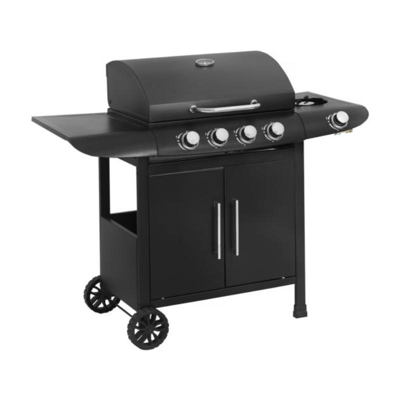 Barbacoa de Gas Feria 5 Quemadores con Quemador Lateral 14,5 kW - Negro