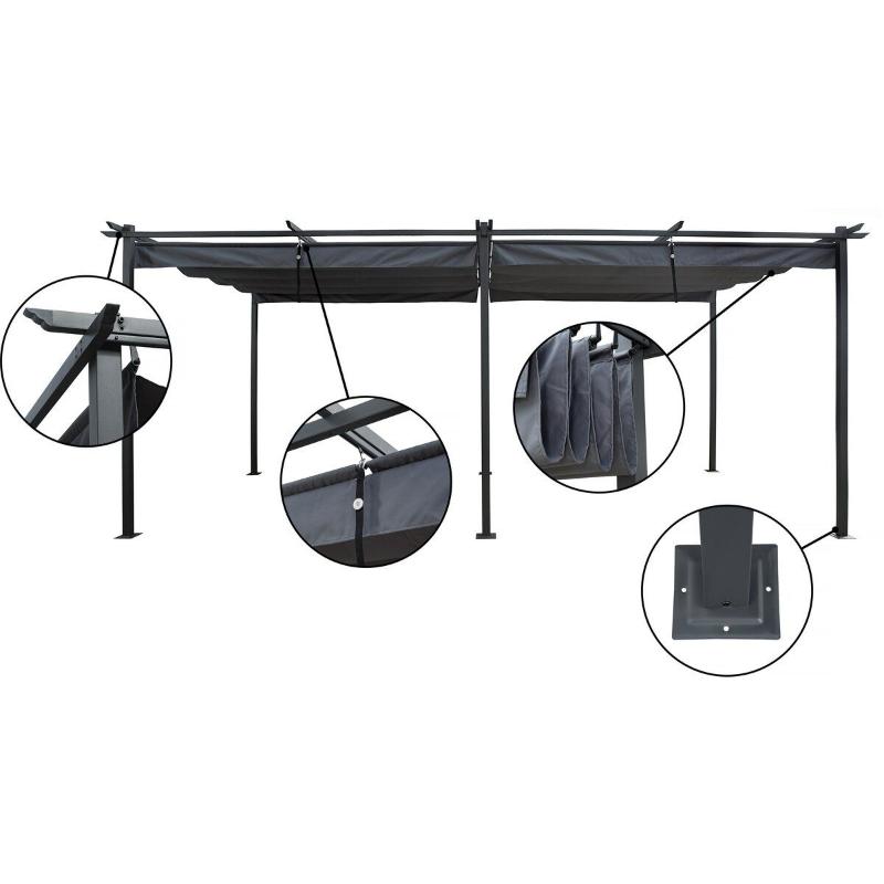 Pérgola Metálica con Techo Retráctil 3x6 m Antracita para Jardín y Terraza