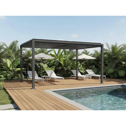 Pérgola Bioclimática Howard 4x3 m con Lamas Orientables Acero Galvanizado Gris
