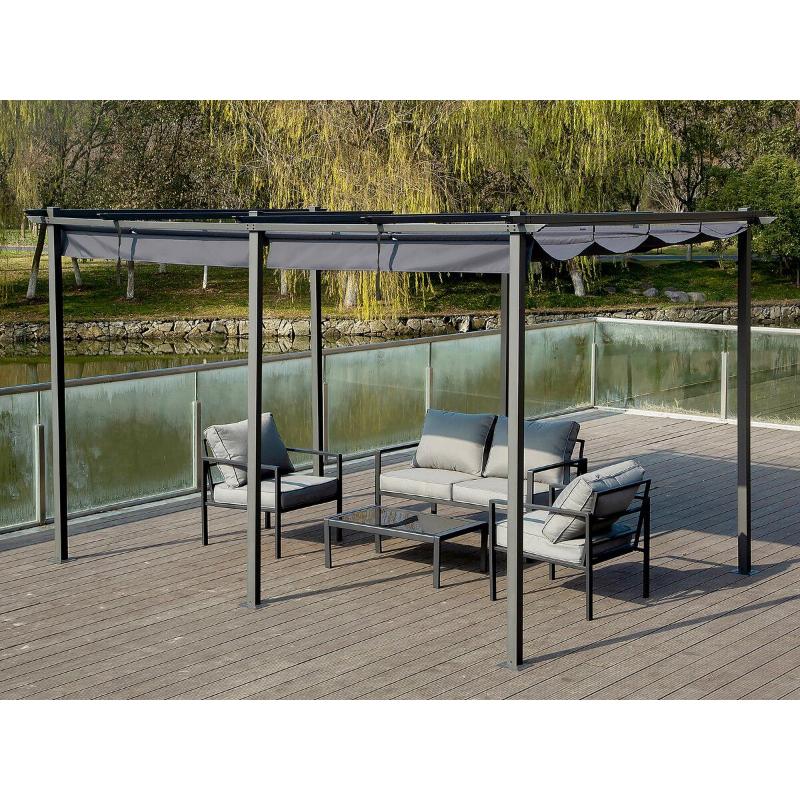 Pérgola Metálica con Techo Retráctil 3x6 m Antracita para Jardín y Terraza
