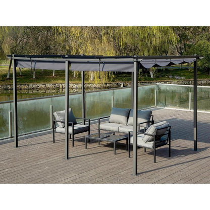 Pérgola Metálica con Techo Retráctil 3x6 m Antracita para Jardín y Terraza