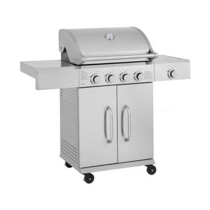 Barbacoa de Gas BRAZZO 5 Quemadores con Plancha y Quemador Lateral 14,5 kW - Acero Inoxidable Gris